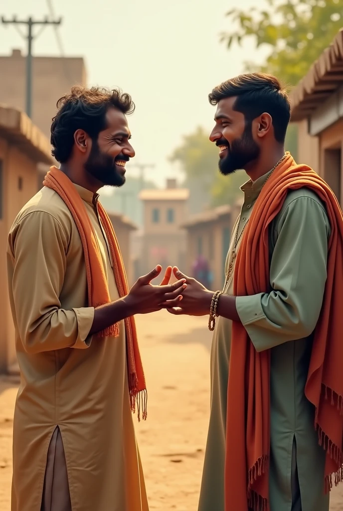 one Indian person asking another indian male person for something needs 