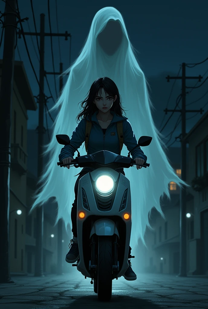 Girl going in scooty night back side ghost shouting