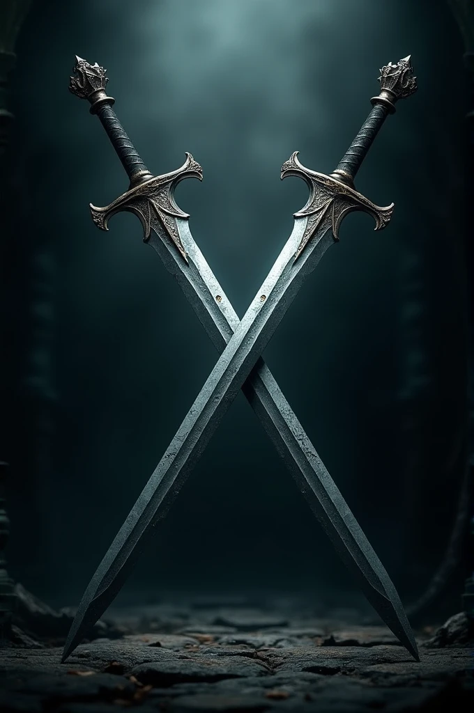 Swords in the shape of "X" dark surroundings
