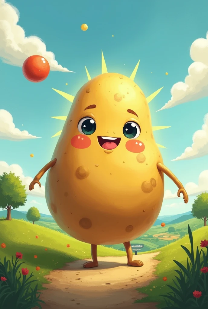 A potato with a cute face saving the world from hunger