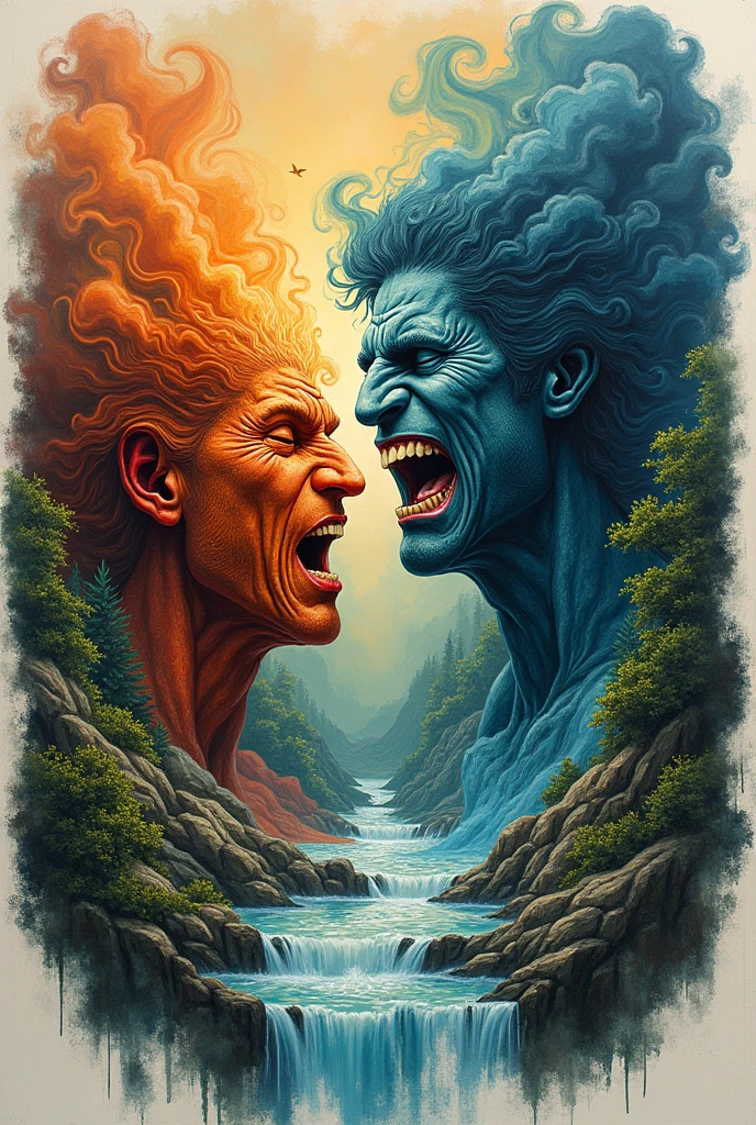 A drawing with respect, anger and nature with the element of oxygen