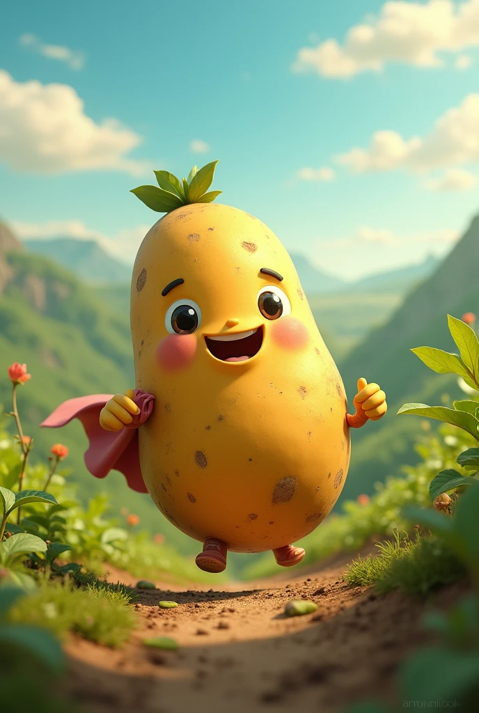 A potato with a cute face saving the world from starvation
