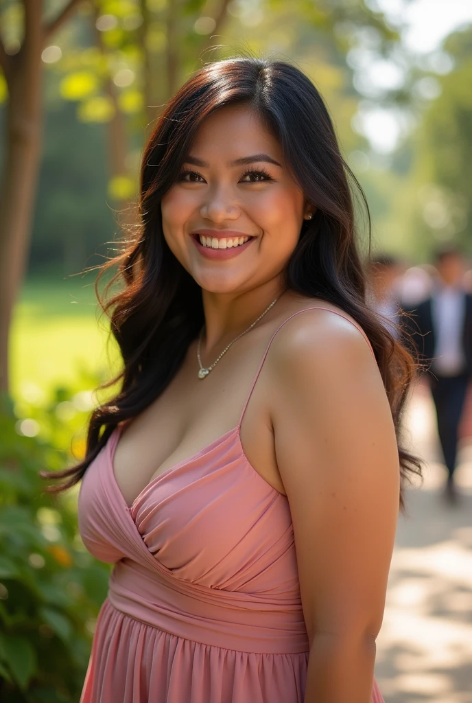 Chubby sexy filipina wedding bridesmaid photo outdoor