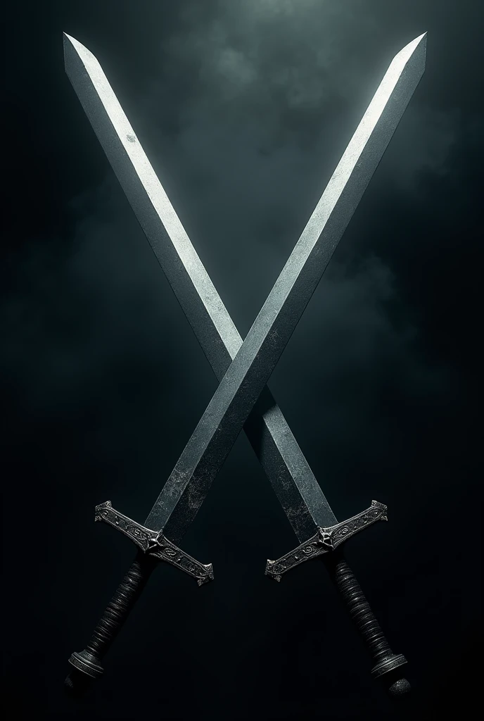 Swords in the shape of "X" upwards, dark environment square image
