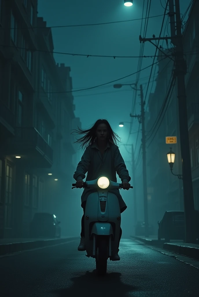 Girl going in scooty night back girl in confused dark night