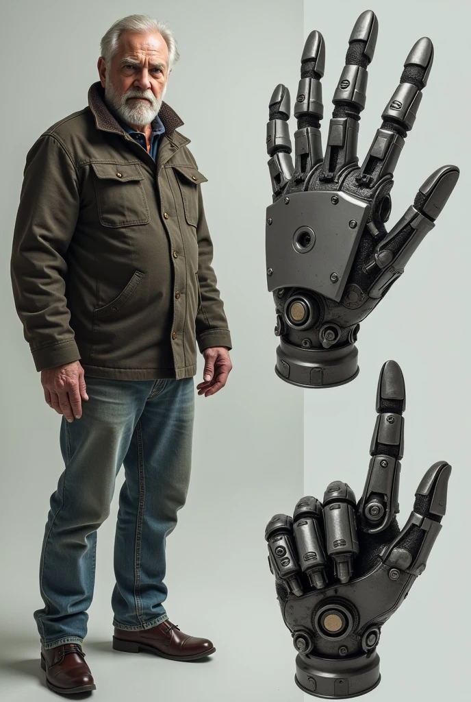 create images of an iron prosthesis for the index and middle fingers for a man's left hand
