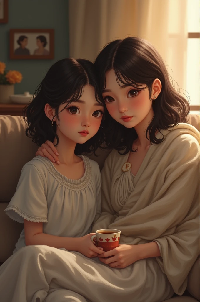 A girl staying with her sister