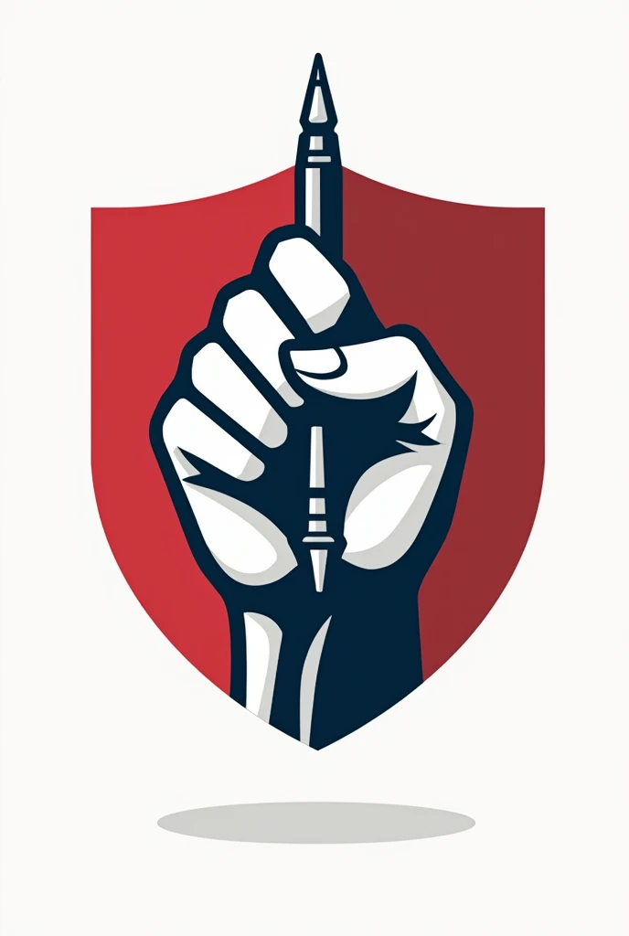 Naujawan Parivartan Party logo for a political party attractive which has a wrist holding pen in it with a four corner shield in background with a nameplate at the bottom which has the party name mentioned in it. Try to make it acceptable by everyone on basis of my description but also make sure there is more creativity