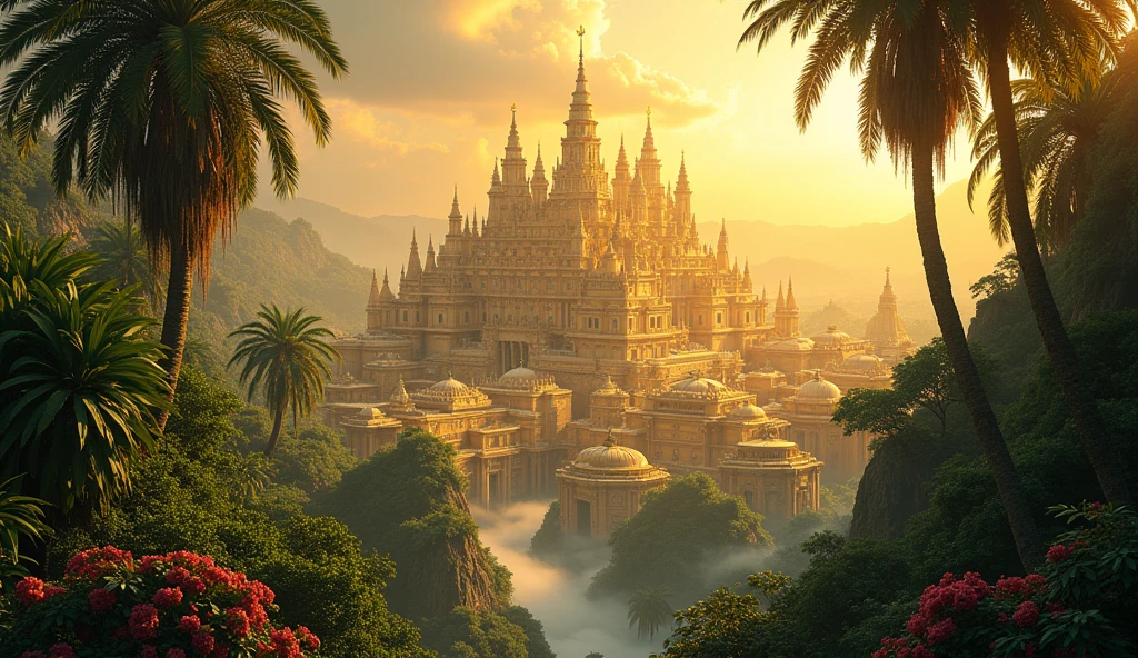 Golden city in the middle of jungle