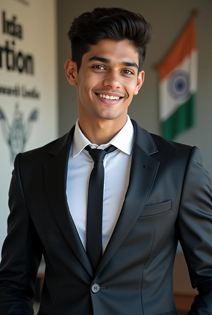 18 year old Indian boy handsome wearing formals posing for name Nadeem India get in background