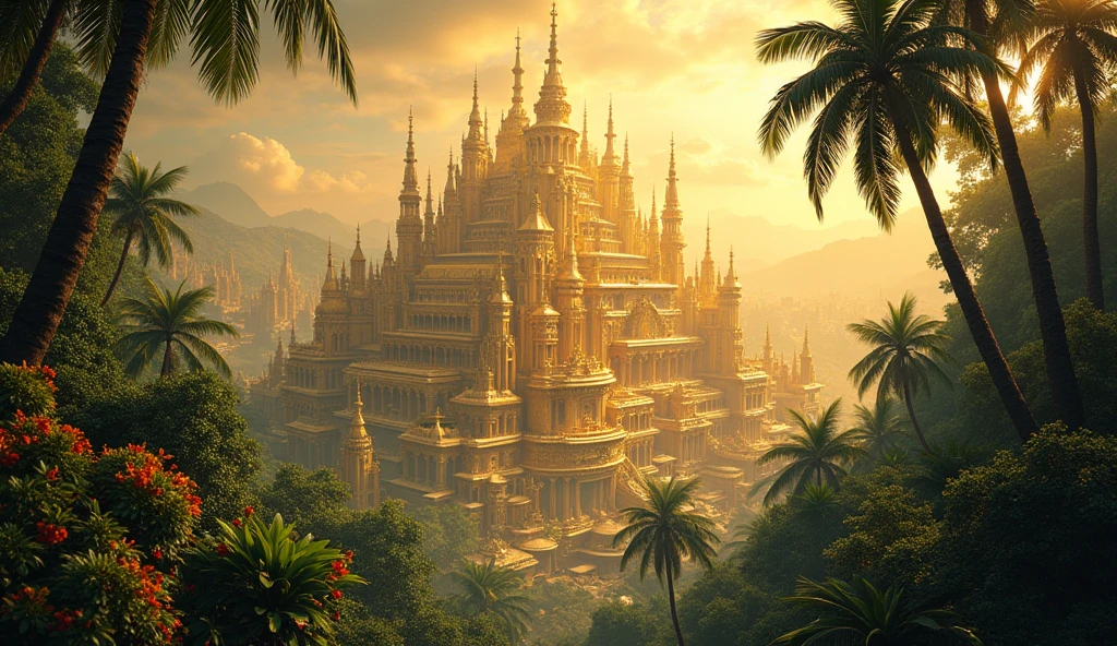 Golden city in the middle of jungle