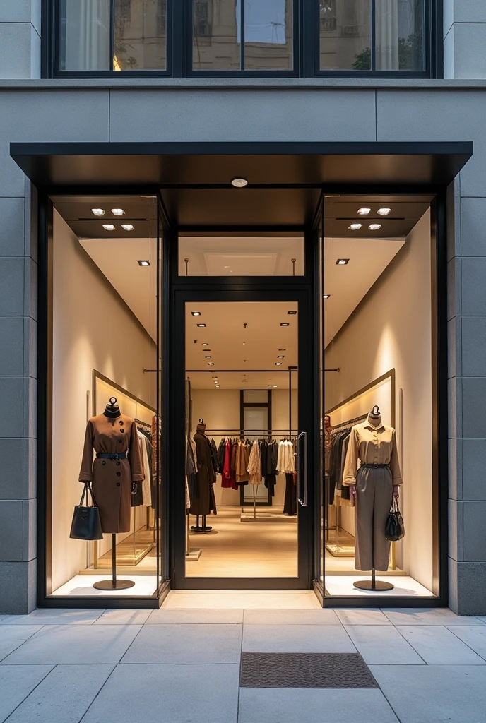 THE FRONT OF A WOMEN'S CLOTHING STORE WITHOUT THE STORE LOGO