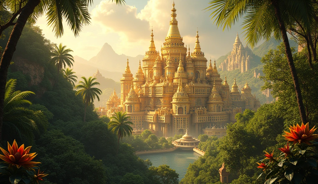 Golden city in the middle of jungle