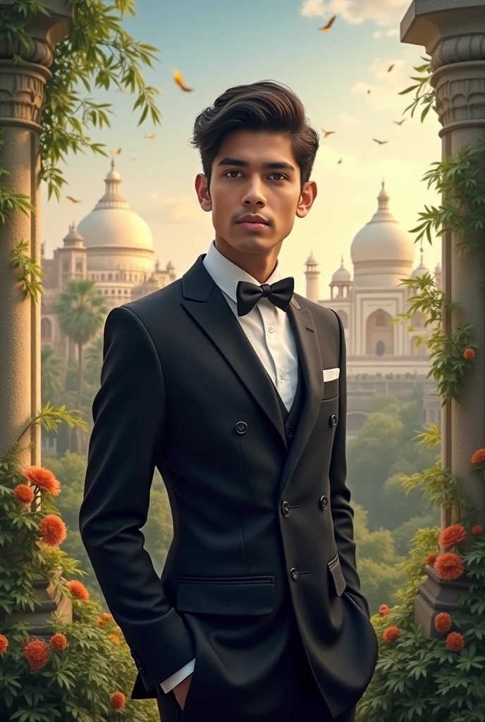 18 year old Indian boy handsome wearing formals posing for name Nadeem India gets in background
