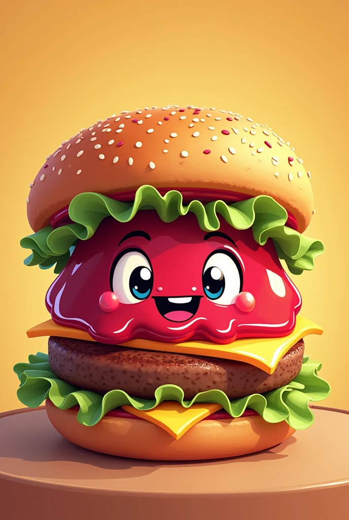 a photo to be used as a banner for a burger joint with the name of "burger jelly". make a smiling jelly jar inside a burger