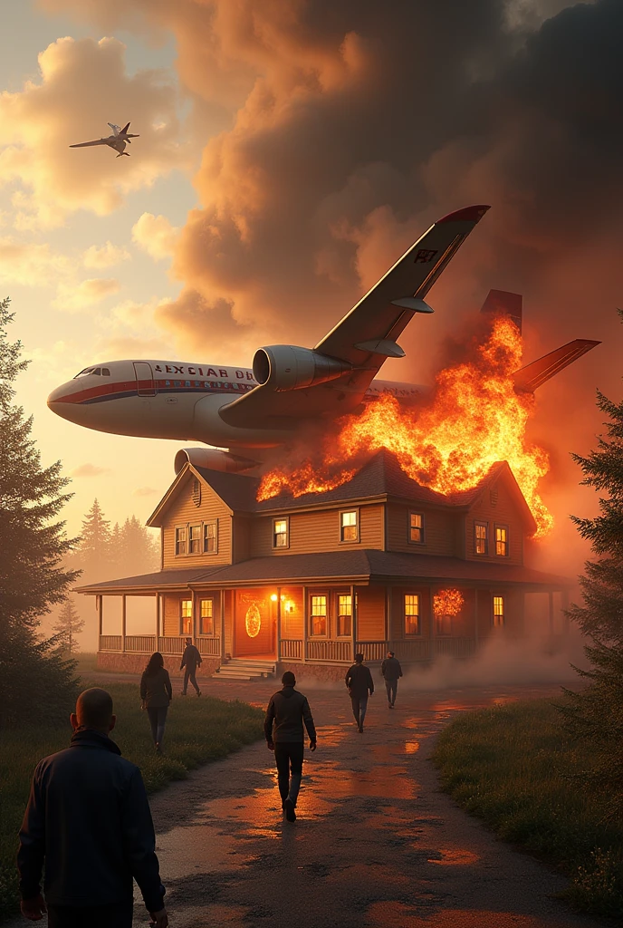 plane crashing into hotel B&B NORTH AND ON FIRE