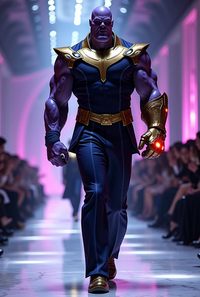 Thanos walking on fashion show, full body