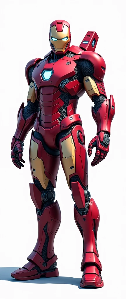 Help me generate an AI game art application analysis，Similar to long PDF，Portfolio format，Don&#39;t need too many colors，Be formal, marvel's warmachine armored, The combination of Huawei&#39;s red and technological blue，White background，Need to include typographic elements，Design elements, etc.，Novel board style，Reference dribbble，Behance and other creative websites。