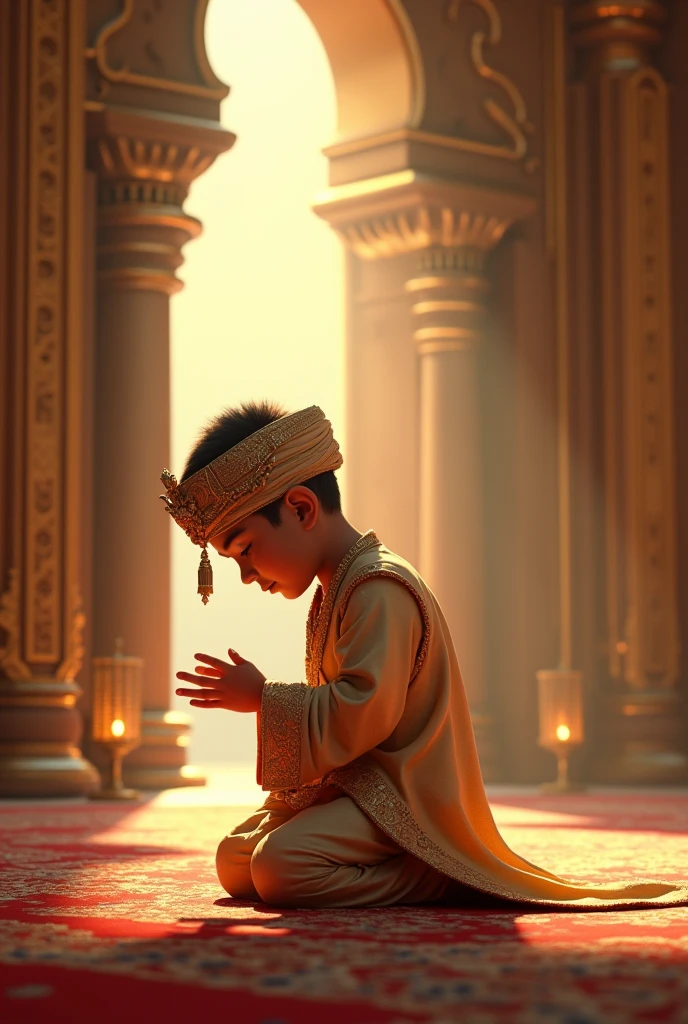 Baby prince praying to Allah.