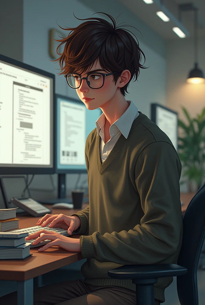 A nerdy guy good with computers who looks quiet