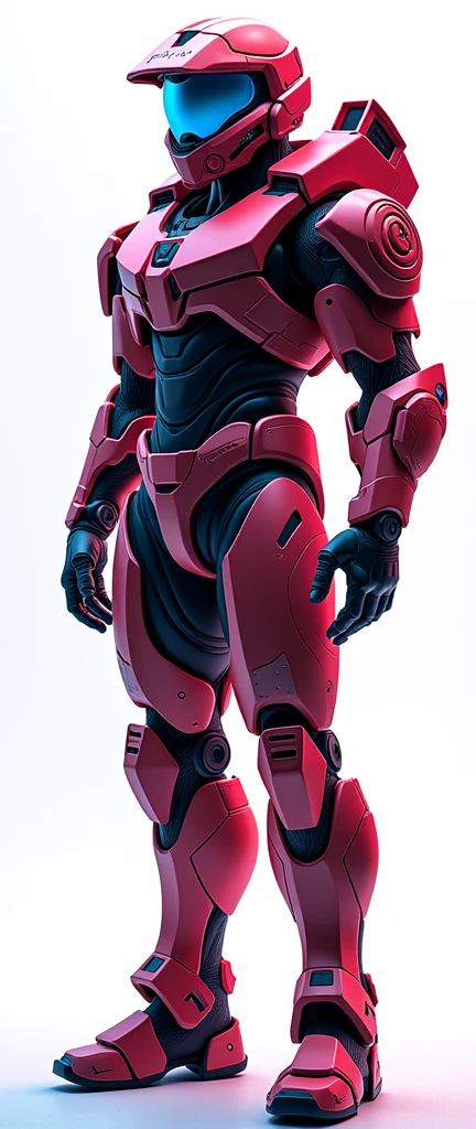 Help me generate an AI game art application analysis,Similar to long PDF,Portfolio format,Don't need too many colors,Be formal, Halo's masterchief armored, The combination of Huawei's red and technological blue,White background,Need to include typographic elements,Design elements, etc.,Novel board style,Reference dribbble,Behance and other creative websites。