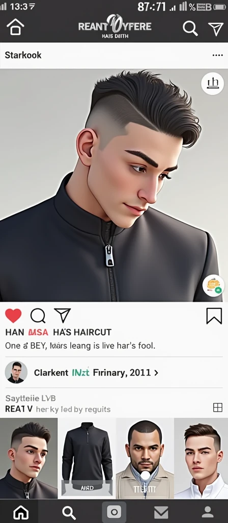 Men&#39;s haircut with heart and initial letter V