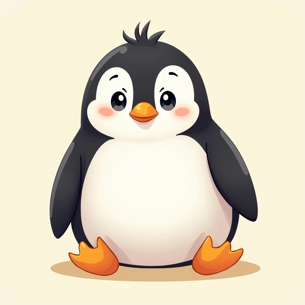 Draw a cartoon super fat emperor penguin baby, the penguin baby should be cute