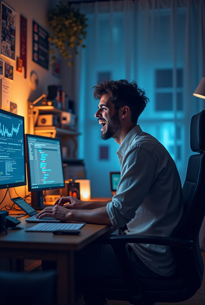 A man excited to hear an airdrop/crypto listing