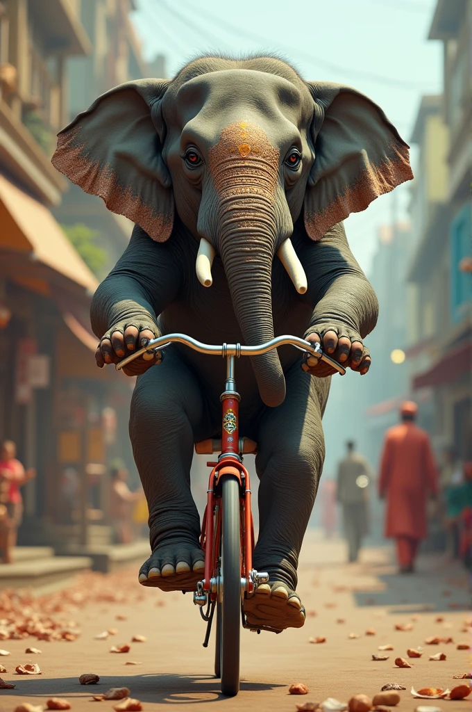 Hathi ko cycle chalate Hue photo generate Karke do