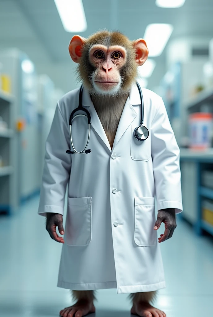 Medical monkey with white coat