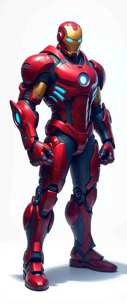 Help me generate an AI game art application analysis,Similar to long PDF,Portfolio format,Don't need too many colors,Be formal, marvel's hulkbuster armored, The combination of Huawei's red and technological blue,White background,Need to include typographic elements,Design elements, etc.,Novel board style,Reference dribbble,Behance and other creative websites。
