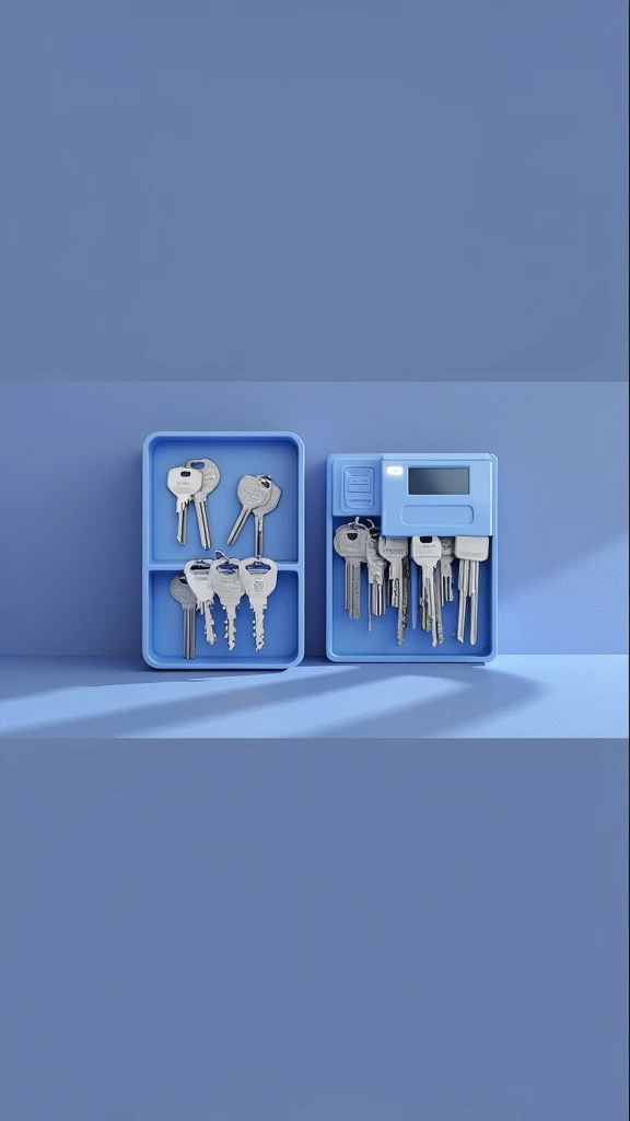 &quot;Smart keychain&quot; which corresponds to a box where the keys are organized in such a way that when pressing a corresponding button, the key needed comes out indicating its name on a small screen that the &quot;box&quot; has to know which key we are using., It also has a flashlight so you can insert the key correctly when using it., along with a rotating mechanism that allows its use in locks with complicated angles. This idea consists of a small box that stores the keys and through a button mechanism, allows the user to choose which key they want, saving time and eliminating the disorganization that traditional key chains create.