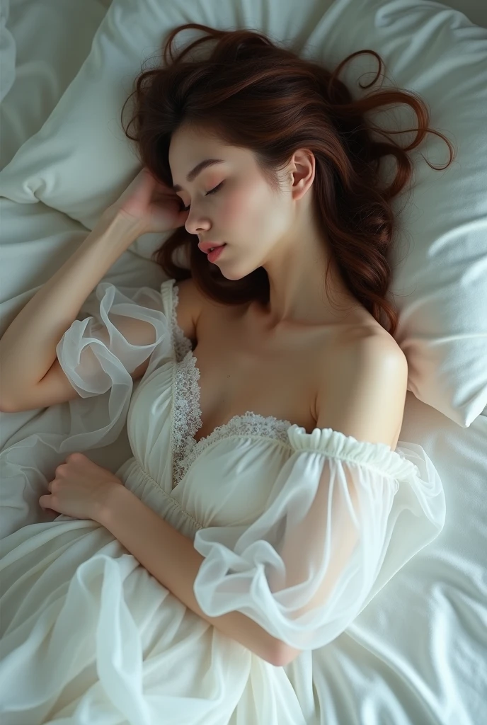 (((Put on an ultra-thin white gauze nightgown.)))The stunning beauty ALICE likes to sleep naked.Said to maintain youthful and beautiful skin. When she fell asleep today. Wearing a white gauze nightgown as thin as cicada wings.
