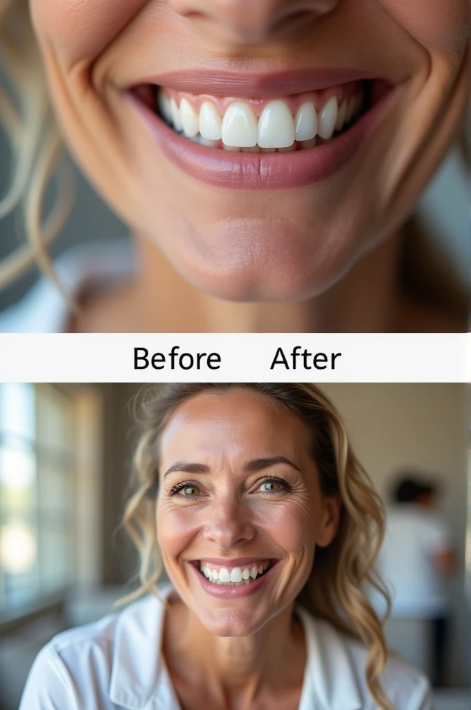 Create a dental implant treatment before and after images for me 