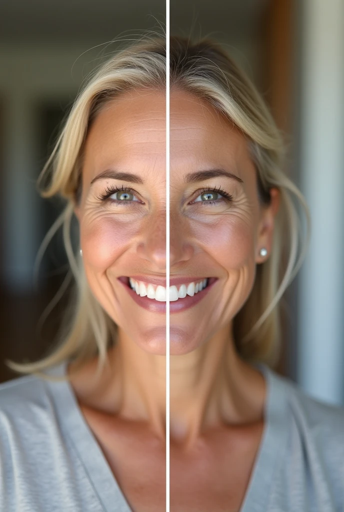 Create a dental implant treatment before and after images for me