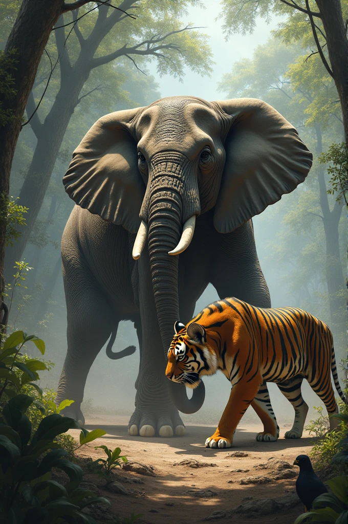Sher wala Hathi ki fight ho rahi ho aur photo banaa kar do