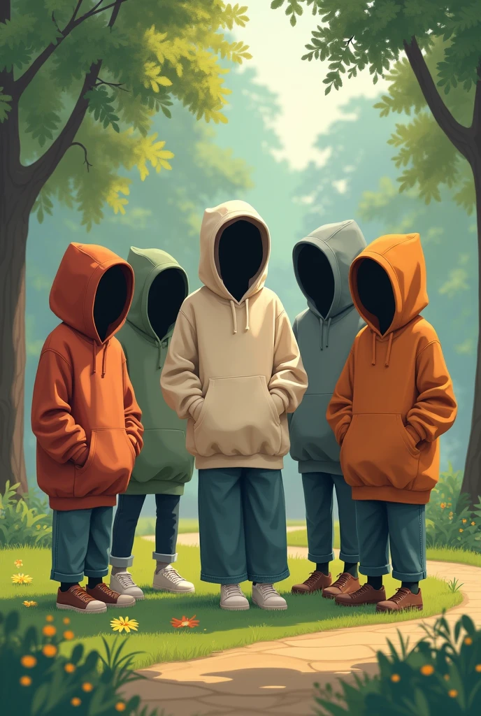 People wearing oversized hoodies in the park