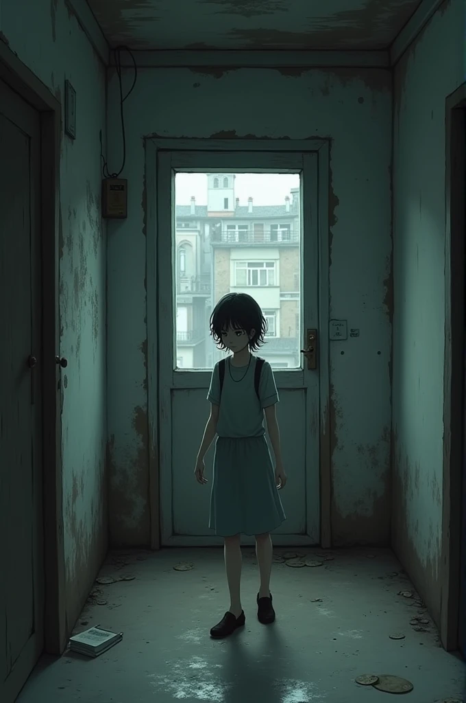 Her elder sister worked in a house as a domestic worker and she stayed with her sister in her back room she didn't know anybody in that place where she is staying