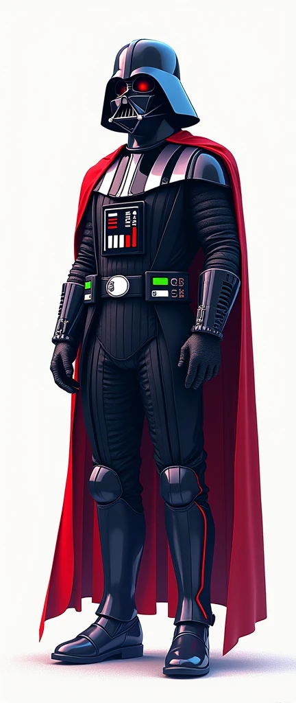Help me generate an AI game art application analysis,Similar to long PDF,Portfolio format,Don't need too many colors,Be formal, starwars darth vader armored, The combination of Huawei's red and technological blue,White background,Need to include typographic elements,Design elements, etc.,Novel board style,Reference dribbble,Behance and other creative websites。