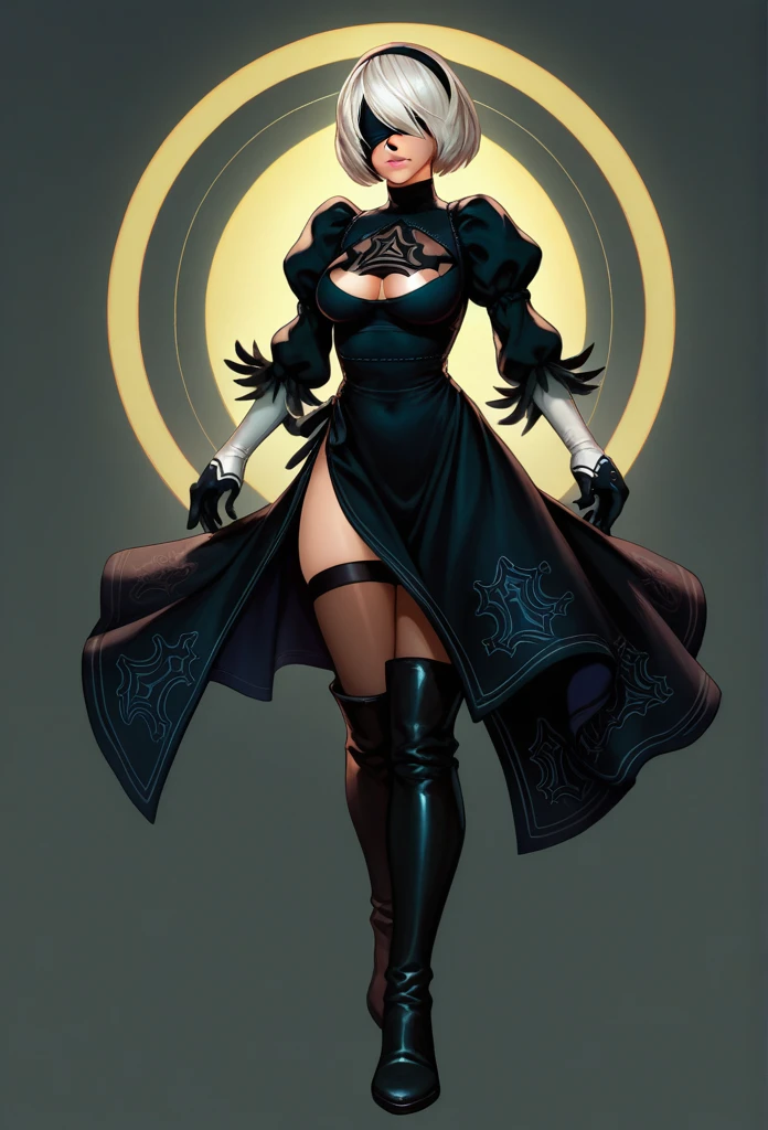 Illustration art, full body movement, sexy woman in black outfit, underworld woman, very cool facial expression, gorgeous background, great erotic art, line art, sexy art, detailed body part details, long legs, inspired by J.C. Leyendecker, epic European and American illustrations