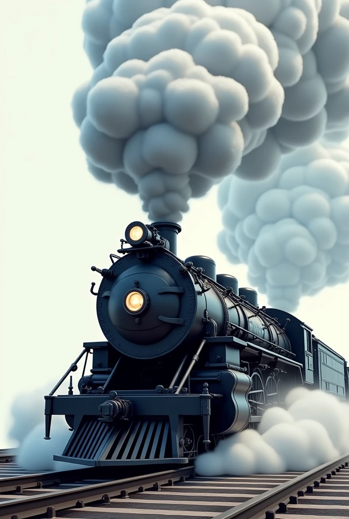 a black animated train belching steam