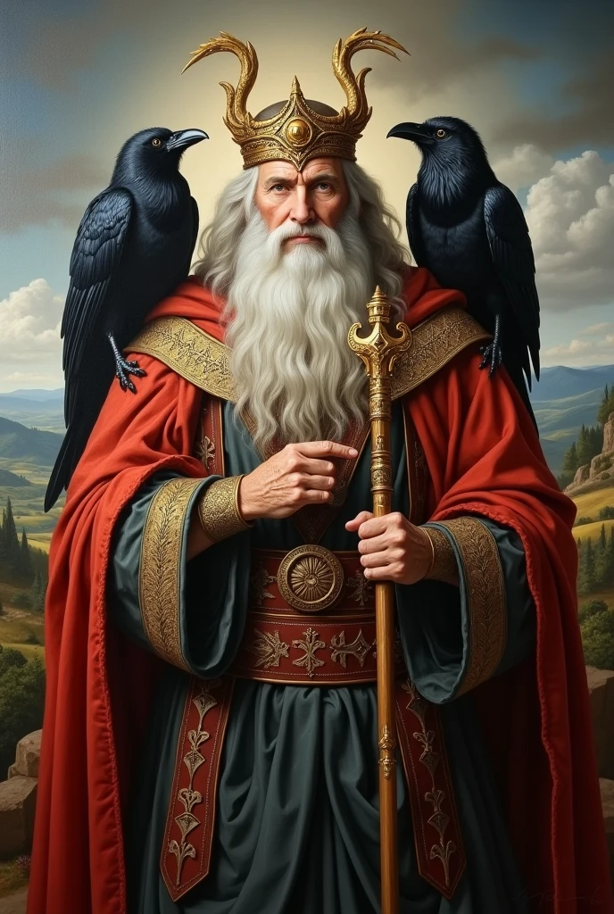 Odin with ravens renaissance painting