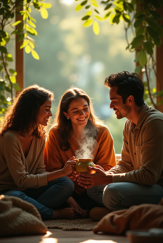 3 friends drinking mate