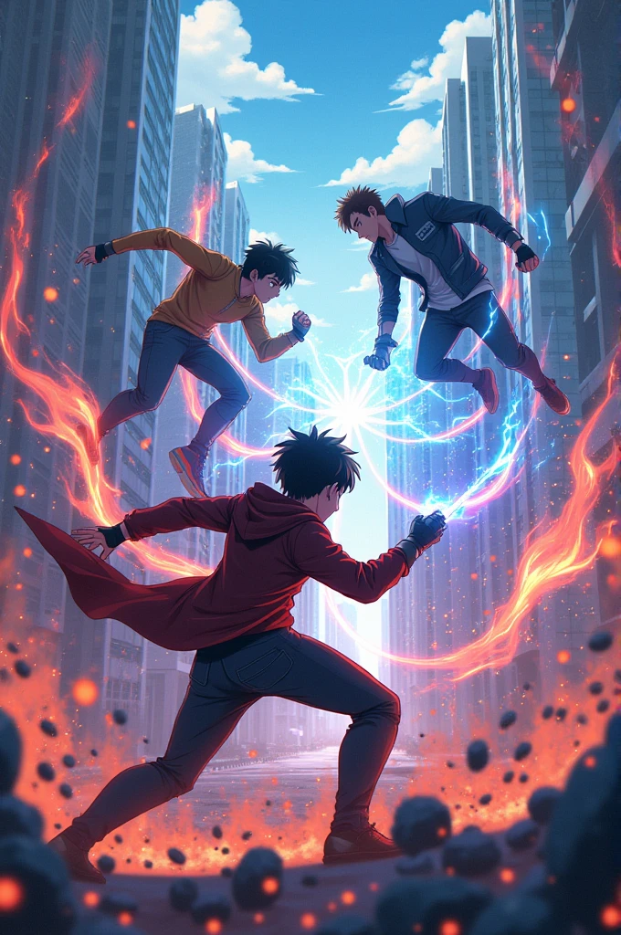 Boys anime on action scene