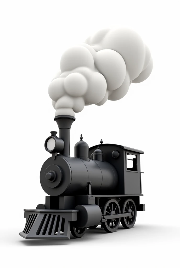 an animated black train belching steam with a white background without a face