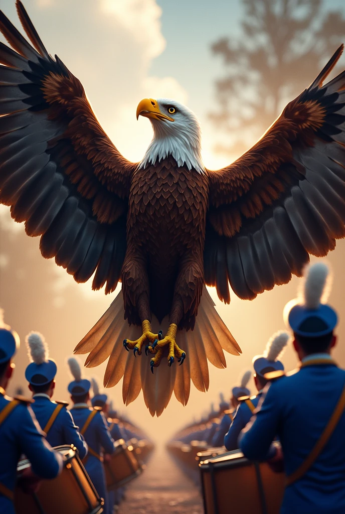eagle with marching band drums for logo