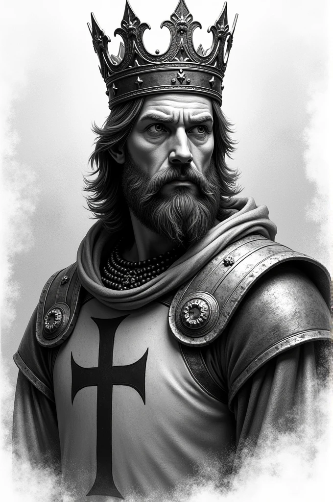 King Baudouin IV tattoo in black and white