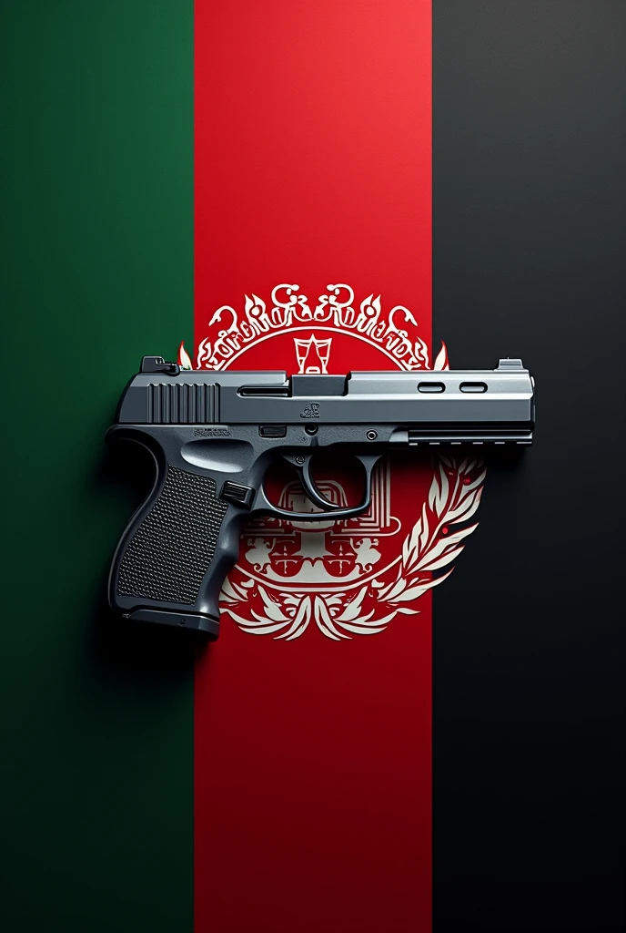 Gun logo  but background Afaganistan flag