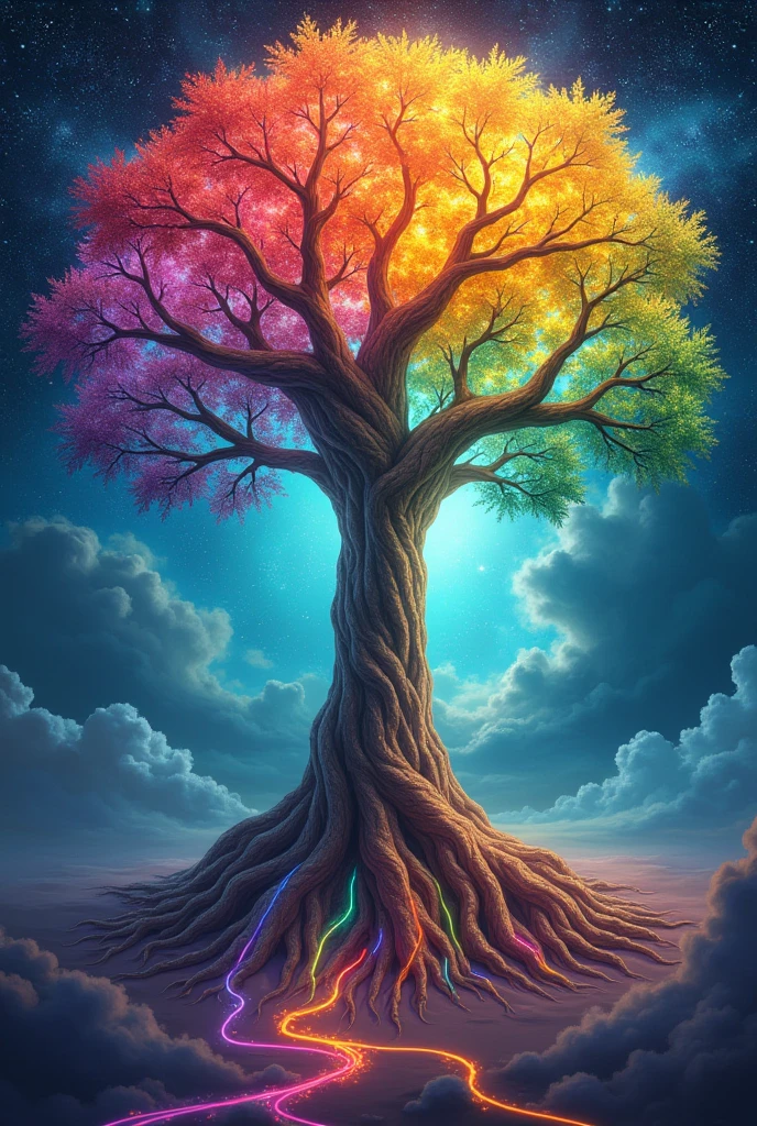 Tree of life rainbow colors