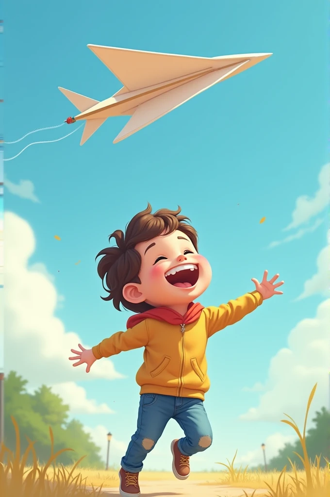Kid flying an paper aeroplane